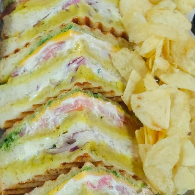 Chicken Cheese Green Chili Grill Sandwich.